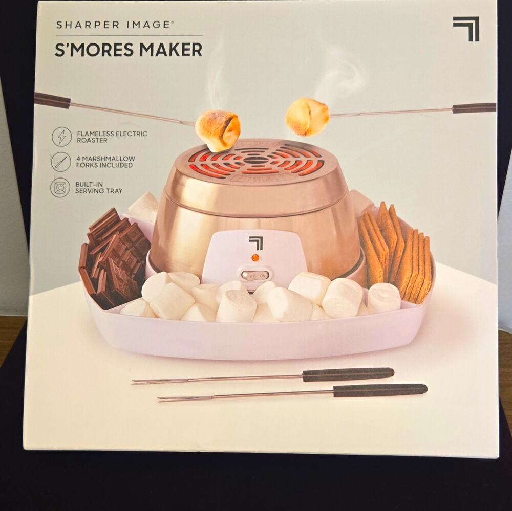 Sharper Image Electric Flameless S'mores Maker w/ Serving Tray & 4 Forks